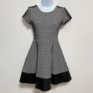 Parker Nolan Fit and Flare Leather Trim Dress Size XS Vintage